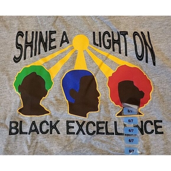 Shine A Light On Black Excellence Tee T Shirt Size 6 7 NWT Proud by Design New - Picture 2 of 8